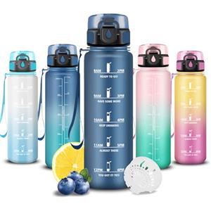 Grsta Borraccia, Borraccia 500ml, Boraccia Senza Perdite, Boraccia Motivazionale, Facile da Trasportare, Bottiglia Orari, Bottiglia Graduata, Facile da Pulire, per Sport, Fitness, Scuola, Bambina
