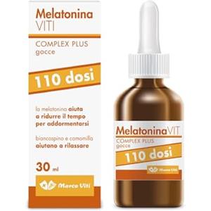Marco Viti Melatonina Viti - Complex Plus Gocce, 120 Dosi Integratore per il Sonno con Biancospino e Passiflora, per un Sonno Sereno e Naturale, 30 ml