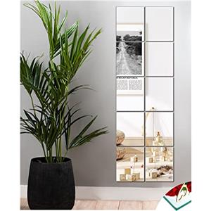 JMITHA Specchio Adesivo Specchio da Parete Specchio Rettangolare di Vetro Adesivi da Parete a Specchio Specchi Decorativi da Parete er Decorazioni Fai da Te, Armadio, Muro, Bagno (15x23cm, 10 Pezzi)