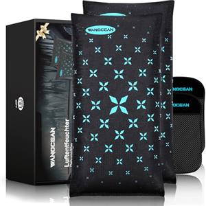 Wanocean Deumidificatore Auto , 1KG Riutilizzabile Assorbi Umidità, Assorbi Umidità Armadio, Silica Gel Deumidificatore Armadio, Tappetino Antiscivolo, con Anti Appannamento e Condensa sui Ripostiglio (2*1KG)