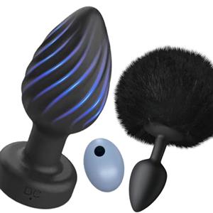 Accos Love Giocattoli sessuali per adulti per uomo, plug anale - Set di allenamento con 2 plug anali,massaggiatore vaginale anale impermeabile per il piacere di coppia (nero + nero) J1