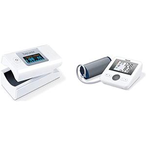 Beurer PO 35 Saturimetro per Monitoraggio della Saturazione di Ossigeno nel Sangue e del Battito Cardiaco & BM 27 Misuratore di Pressione da Braccio con Display Orizzontale