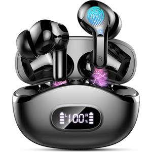 Ordtop Cuffie Bluetooth, Auricolari Bluetooth 5.3 con 4 HD ENC Cancellazione Rumore Mics, 40 Ore HiFi Stereo Cuffiette Bluetooth con LED Display USB-C, IP7 Impermeabili Cuffie Wireless per Android/iOS