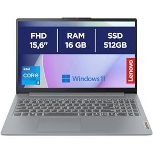 Lenovo IdeaPad Slim 3 Notebook, 15,6" FHD (1920x1080), Intel Core i5-13420H, RAM 16GB, 512GB SSD, Grafica Intel Integrata, WiFi 6, Bluetooth 5.2, Windows 11 Home - Arctic Grey