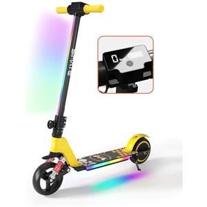 E-RIDES Monopattino elettrico per bambini dai 6 ai 12 anni, con luce arcobaleno colorata, portata di 5 - 8 Km, scooter elettrico pieghevole per bambini, 130 W, per ragazzi