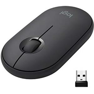 Logitech Pebble Mouse wireless con Bluetooth o ricevitore da 2,4 GHz, mouse sottile per computer con clic silenziosi, per Laptop/Notebook/iPad/PC/Mac/Chromebook - Nero