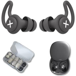 DGSLWH 1 Paio di Tappi per Orecchie, Tappi Riutilizzabili in Silicone con Riduzione del Rumore 40dB - 5 coppie di cuffie sostituibili (Silicone, Schiuma),Lavabili,Comfort per Dormire,Viaggiare,Studiare(Nero)