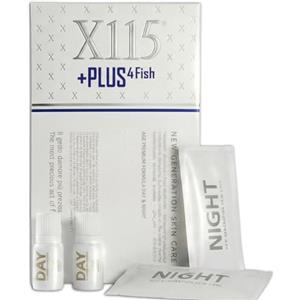 X115+PLUS 4 FISH | Collagene + Acido Ialuronico | Integratore per la Pelle Con Ceramidi, Probiotici, Polifenoli, Vitamine e Antiossidanti | Doppia formula Day & Night | 15 Flaconcini + 15 Bustine