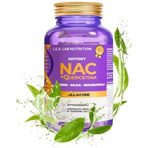 L.E.O LAB NAC N-Acetil-Cisteina 600mg 120 Capsule - Con Quercetina, Tè Verde, Salice, Resveratrolo - Mucolitico, Difese Immunitarie, Antiossidante - Vegano