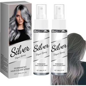 Clawrex Colore temporaneo per capelli spray grigio, 2 pezzi di lacca per capelli lavabile, colorato per styling temporaneo, copertura istantanea del colore, per Halloween, carnevale, cosplay, colorazione