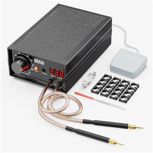 Seesii 8000W Saldatore a Punti, SEE-08 Saldatore a Punti a Batteria Portatile 10-90 Marce 0,1-0,3mm con Doppia Uscita a Impulsi Pedale Regolabile per Realizzazione di Pacchi Batteria