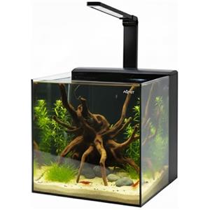 Aqpet Acquario Completo Kubic Rear 50x50x50 cm in Vetro Extrachiaro con Filtro Posteriore Integrato e Luce LED 16W - Vasca Cubica 125 L per Acquari Dolce e Marino - Design Moderno (Nero)