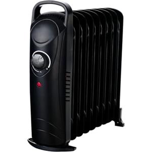 EGLEMTEK Radiatore Elettrico a Olio 800W Calorifero Portatile a Basso Consumo con 7 Elementi Riscaldanti Termostato Maniglia Integrata Anti Surriscaldamento Per Stanze fino a 25m³ 38 × 14 × 30.5 Cm Nero