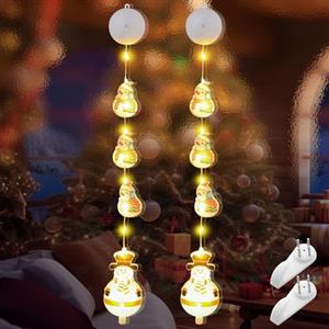 LongZYU 2 Pezzi Illuminazione natalizia per finestre interne, Luci di Natale, Decorazioni Natalizie, 8 Modalità con Timer e Ventosa, Bianco Caldo, per Albero di Natale, Finestra, Porta, Matrimonio