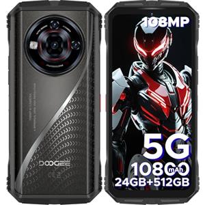 DOOGEE S118 Pro Rugged Smartphone 5G, 512GB + 24GB, Dimensity 7050 10800mAh/33W, 108MP+20MP+8MP Telefono Indistruttibile, 6.6" FHD+ 120Hz, Android 14, 5G Dual SIM/WiFi 6/NFC/OTG, Argento