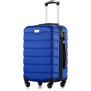 COOLIFE Valigie Valigia Trolley rigido ultraleggero e capiente,Chiusura a combinazione laterale con TSA, 4 ruote per facilitare il trasporto (Blu, 56cm)