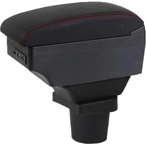 EVEKHAHHRB per Hyundai per I10 2024 Bracciolo Centrale per Auto con Portabicchieri USB Bracciolo Centrale Poggiagomiti Bracciolo Centrale(B-Black Red Line)