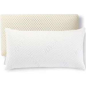 JUVEA Essenziale con cotone biologico - 100% lattice naturale Talalay cuscino da letto a basso profilo per dormire. Traspirante, sollievo dalla pressione, durevole. Certificato Oeko-TEX e FSC ®
