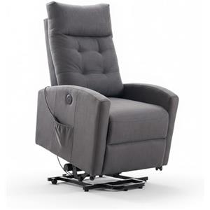 Marvin Poltrona Relax Reclinabile Elettrica con Poggiapiedi Solena, Seduta Ergonomica Massaggiante e Riscaldante in Tessuto, per Arredo Salotto, Soggiorno e Ufficio (Grigio)