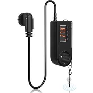 GlowUp Termostato per Terrari 220V Regolatore di Temperatura della Presa EU Plug con Sensore Digitale Termostato Controllo della Temperatura per Serre, Rettili, Acquari, Incubatori ECC (1Pcs)