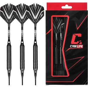 CyeeLife Set di freccette professionali a punta morbida con custodia, 3 freccette nere, aste extra e alette