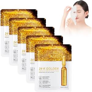 Hppsctink 2PCS Maschera D'oro, Maschera oro 24K, Pulizia Profonda, Affinamento e Rassodamento dei Pori, 5pcs*25g, facial mask