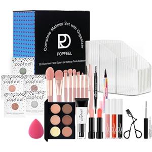 FantasyDay Set di Trucchi, FantasyDay Kit di Bellezza Cosmetici Kit per Occhi, Viso e Labbra - Natale Regalo Xmas Makeup Gift Set con Correttore, Rossetti, Lucidalabbra, Palette Ombretti, Mascara, Trousse, Fard