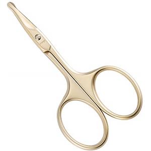 LIVINGO forbici di sicurezza per naso, 9,5 cm, lama curva arrotondata, acciaio inox, manicure, cuticole, sopracciglia, pelle secca (oro)