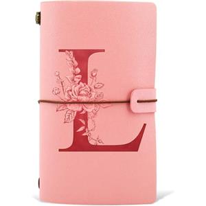HSDSH Diario in Pelle PU iniziale, Taccuino Diario di Viaggio, Rosa Quaderno Scrittura Appunti Agenda, Compleanno Natale Regalo per Donna Ragazze Amica Studenti Sorella Collega Maestre Rosa(L)