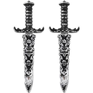 Fonyiunce 2 Pezzi Spada Giocattolo in Plastica, Spada Giocattolo Pugnale Pirata, Coltello Finto Non Affilato, Spada Pirata per Oggetti di Scena Costume Pirata, Festa Pirata (Argento)