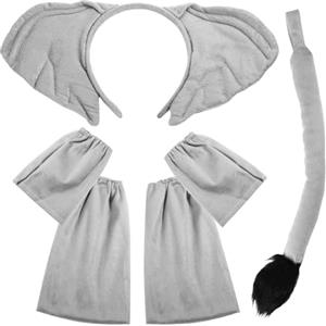 XEPST Elefante animale Costume Set, Orecchie di elefante e la coda Set con elefante fascia e elefante coda per animale Costume Cosplay di compleanno di Halloween Costume Fancy Dress Partito