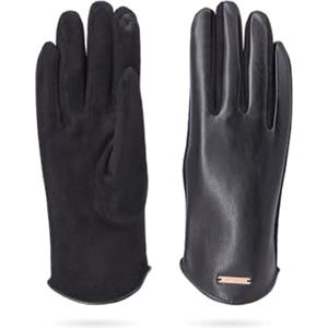 QUEEN HELENA Guanti Invernali Casual Eleganti Donna G22-4 (Taglia Unica, Nero)