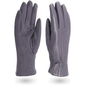 QUEEN HELENA Guanti Caldi Invernali Morbidi Touch Screen Antivento Foderati Scamosciati Eleganti Donna G01 (G01 Grigio, Taglia Unica)
