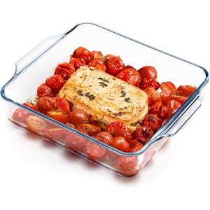 NUTRIUPS pirofila da forno in vetro borosilicato, 19cm mini piatto quadrato forno sicuro lasagnera da forno,1.3L