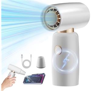 OBEST Ventilatore Manuale da Viaggio Super Potente con Funzione di Spolverino d'aria, Ventilatore Portatile ad Alta Velocità con Ventola Turbo, Mini Ventilatore Ricaricabile Tramite USB, 4 Velocità