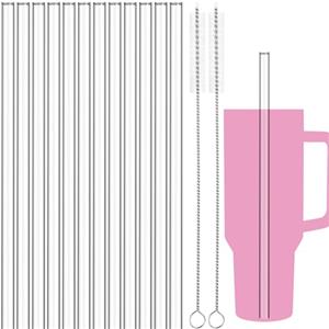 NiHome Cannucce riutilizzabili in vetro trasparente da 30,5 cm per bicchieri Stanley 2.0 da 1134 g, con spazzole per la pulizia, migliorano l'esperienza di bere, si adattano perfettamente e