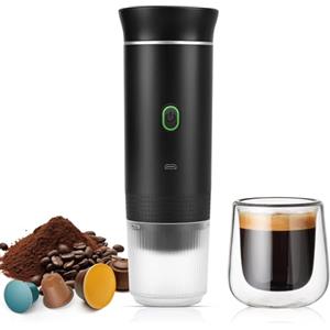 Weinsamkeit Macchina da caffè portatile, macchina da caffè elettrica per campeggio, riscaldamento con un clic, macchina da caffè da viaggio, 12 V, mini macchina da caffè con caffè macinato e capsula