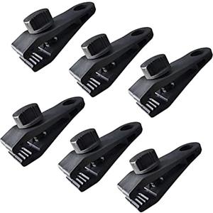 Cisixin Set da 6 Pezzi Clip per Tenda Campeggio,Durevole, Adatto per Campeggio e Tende, Uso Familiare,Nero