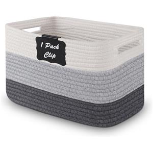 Rtdep Cestini Portaoggetti Intrecciato in Corda di Cotone, Cestino Portaoggetti Bagno, Organizer Fasciatoio, Organizer Fasciatoio,Cesto Portabiancheria, Decorazione Cestini Stoccaggio per Salotto