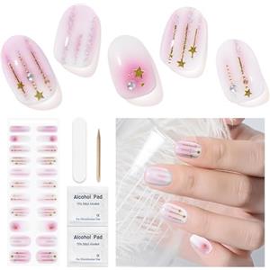 Ubaxquru Unghie in gel adesive - confezione da 22 adesivi per smalto, pellicole per unghie in gel, adesivi autoadesivi per nail art, strisce di smalto