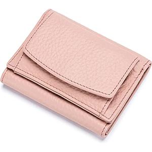 ZhaoCo Portafoglio Piccolo con Portamonete Donna Portafogli in Vera Pelle con Blocco RFID Porta Carta di Credito per Donna Ragazza - Rosa