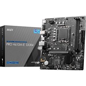 MSI PRO H610M-E DDR4 Scheda Madre, Micro-ATX - Supporta Intel Core 12a e 13a Gen, LGA 1700-2 x DIMMs (3200MHz), 1x PCIe 4.0 x16 slot, 1 x M.2 Gen3, USB 3.2 Gen1, 1G LAN, HDMI 1.4 & VGA