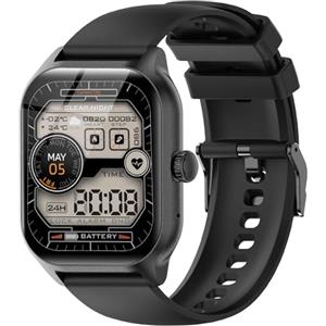 LAOYABB Smartwatch Uomo Donna, Sportivo Fitness Tracker con Effettua o Risposta Chiamate, 2.01" Intelligente Orologio con Contapassi/Cardiofrequenzimetro/Sonno, IP68 Smart Watch per Android iOS (Nero)
