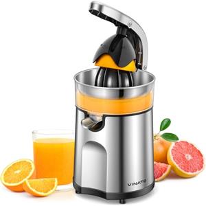 VINATO Spremiagrumi Elettrico Professionale con 2 Coni, Estraattore di Succo a Bassa Velocità, Facile Pulizia, Anti-Goccia per Arance, Limoni, Agrumi