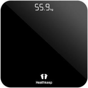 Healthkeep Bilancia corpo con sensori ad alta precisione: bilancia pesapersone digitale in vetro di sicurezza, nero