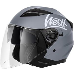 Westt casco moto casco jet doppia visiera omologato ECE 22.06 per donna e uomo nero grigio bianco