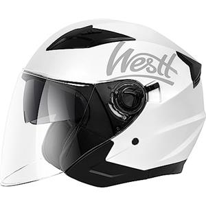 Westt casco moto casco jet doppia visiera omologato ECE 22.06 casco scooter caschi scooter per donna e uomo nero grigio bianco