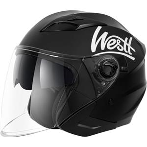 Westt casco moto casco jet doppia visiera omologato ECE 22.06 casco scooter caschi scooter per donna e uomo nero grigio bianco