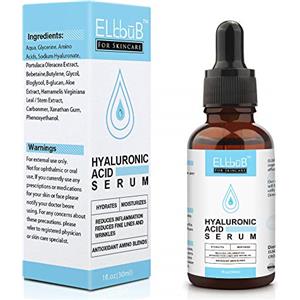 ELBBUB Siero Viso all'Acido Ialuronico per Viso e Occhi - Siero per il Viso di Lunga Durata, Illuminante, Antirughe e Antietà, Riduce l'aspetto di Secchezza, Linee Sottili 30ml