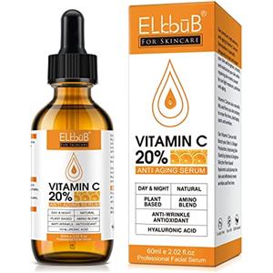 ELBBUB SIERO VISO VITAMINA C 20% Con Ingredienti Vegani Antietá, Antirughe e Antimacchie - Naturale & Biologico con Acido Ialuronico Puro per Collo, Décolleté e Contorno Occhi